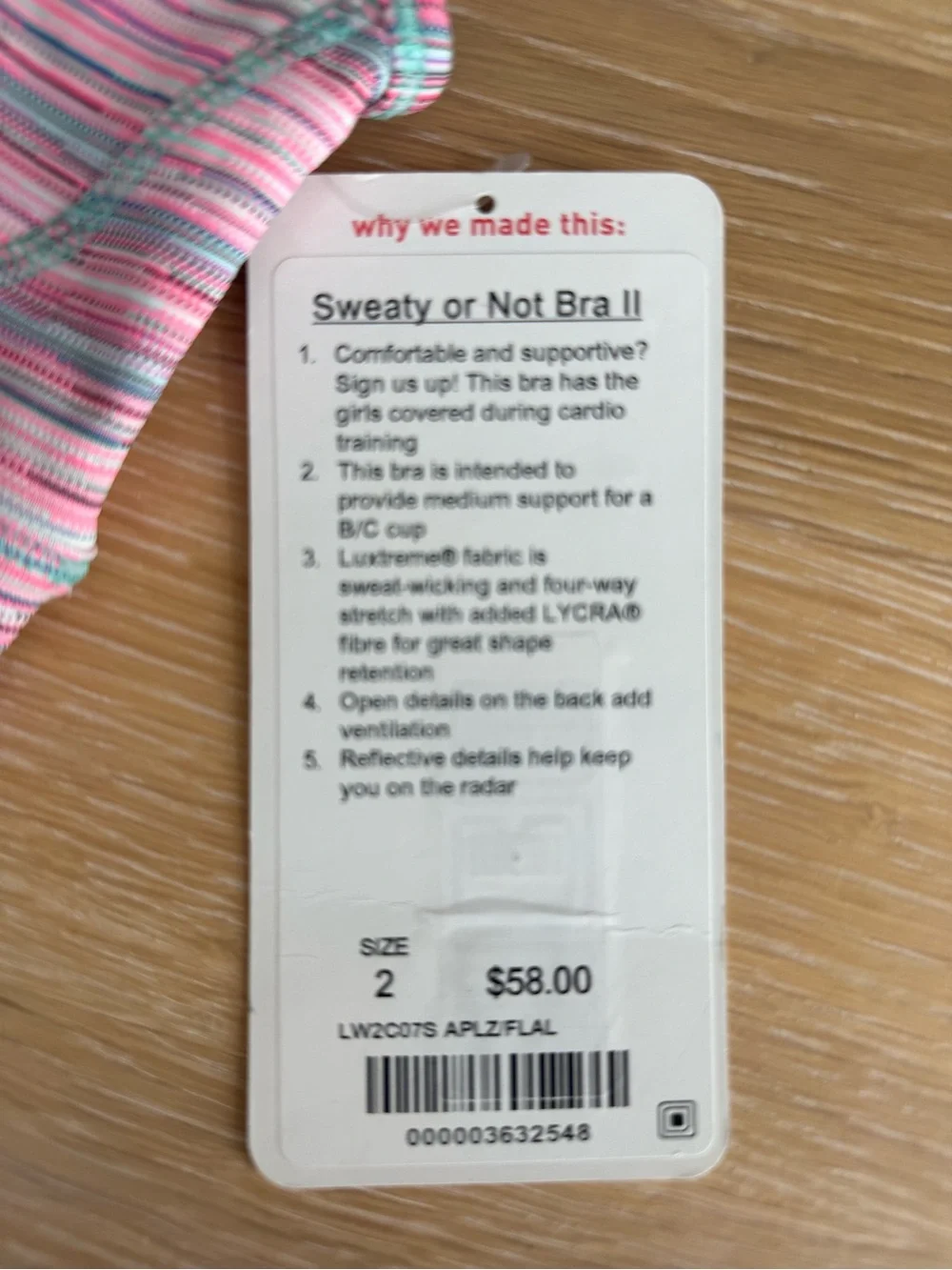 Lululemon Sweaty or Not Bra II Pink Striped Crisscross Back Sports Bra